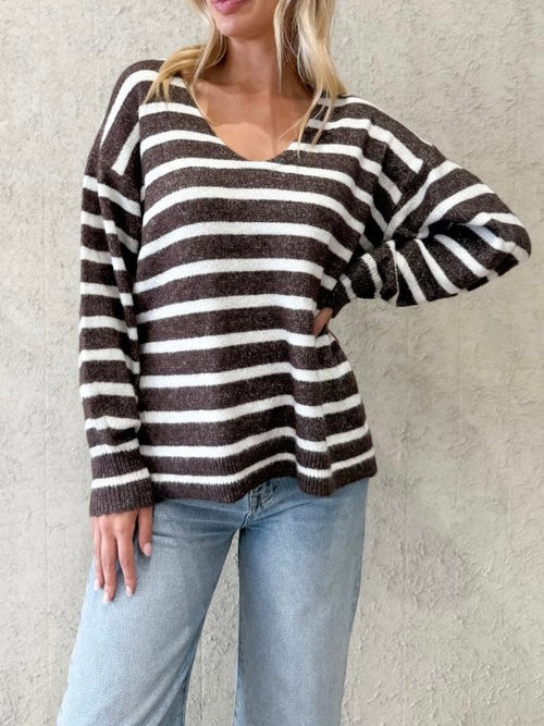 Stripe Oversize Knit- Chocolate