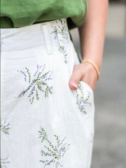 Lavender Cotton Trousers-White