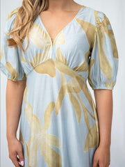 Phoebe Kivari Neck Dress- Blue