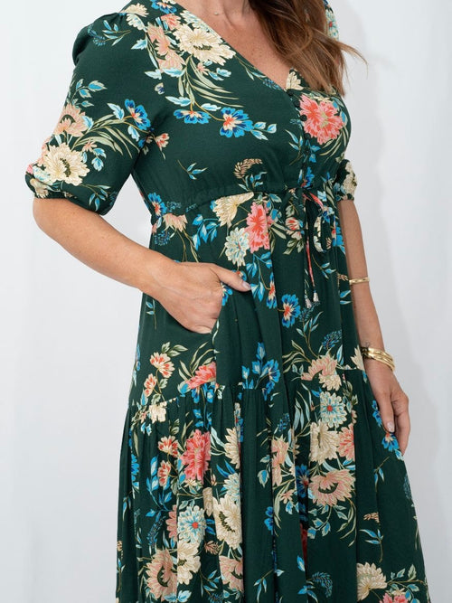 Selma Green Floral Dress