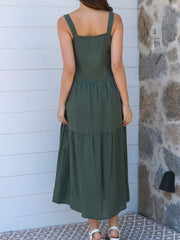 Bailey Linen Dress- Forest Green