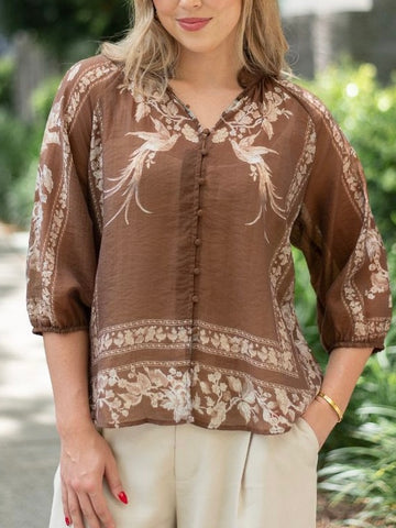 Crepe Knit Yarn Top- Terracotta
