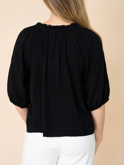 Frill Detail Open Top- Black