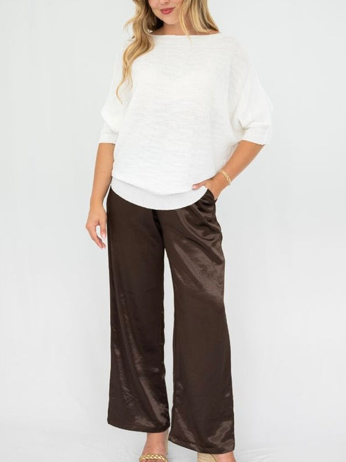 Satin Drawstring Pants- Chocolate