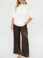 Satin Drawstring Pants- Chocolate