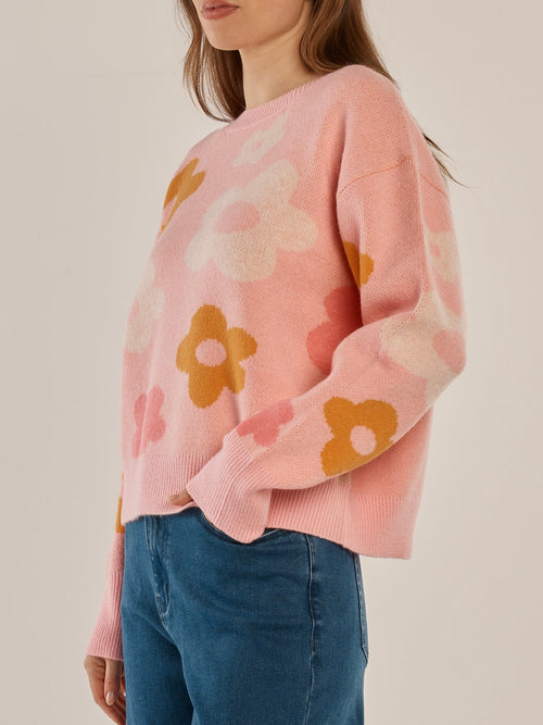 Leonie Knit Sweater- Pink Floral