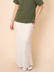 Linen Bias Cut Midi Skirt- Natural