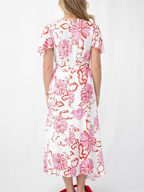 Floral Kivari Neck Midi Dress
