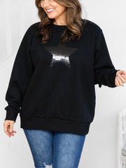 Star Sequin Sweat- Black