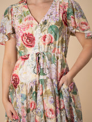 Selma Bouquet Short Dress-Gold Fleck