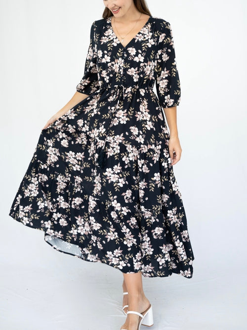 Liv Floral Navy Dress