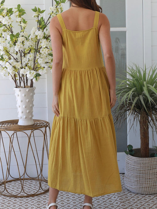 Bailey Linen Dress- Lime Green