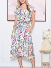 Dahlia Dress- White/Pink