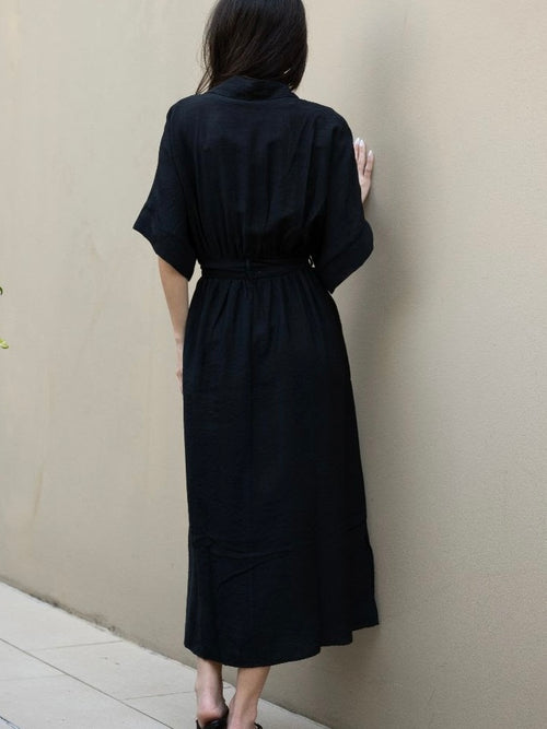 Polly Shirt Dress- Black