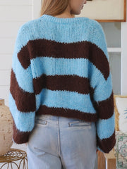 Charlotte Stripe Knit Jumper- Blue/ Brown