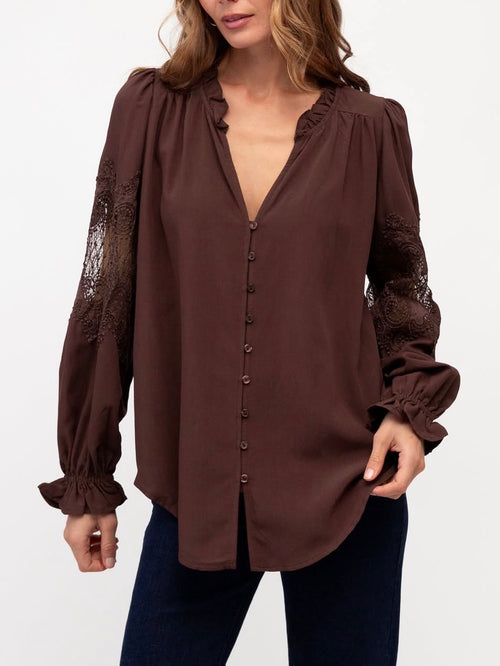 Amanda Lace Blouse-Wine