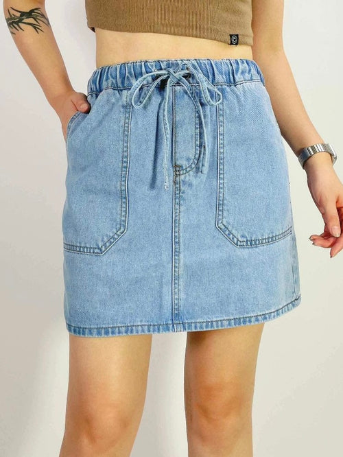 Denim Drawstring Skirt