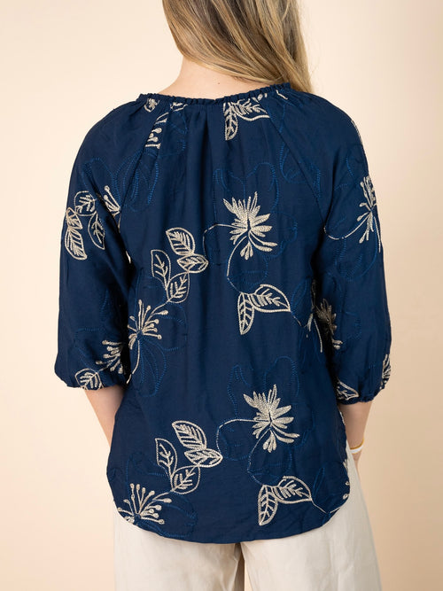 Raglan Sleeve Blouse- Navy