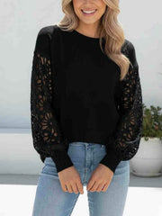 Lace Sleeve Black Knit