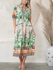 Palm Leopard Border Dress