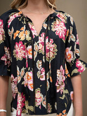 Sophie Floral Blouse- Black