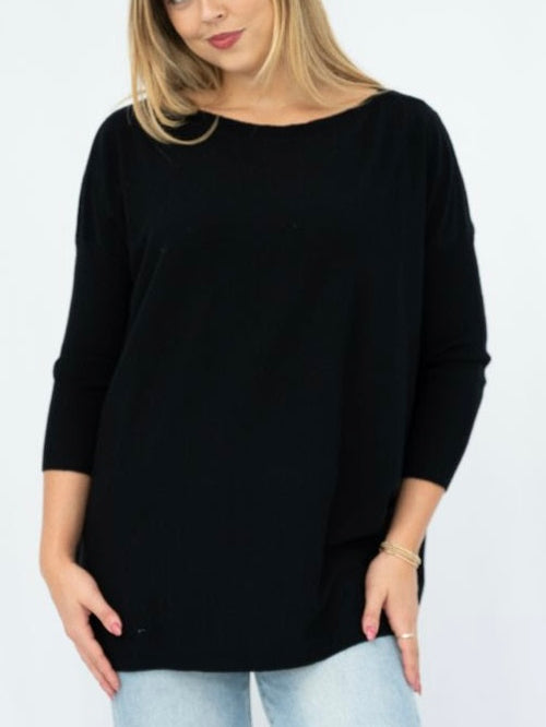 Edie Rib Box Jumper - Black