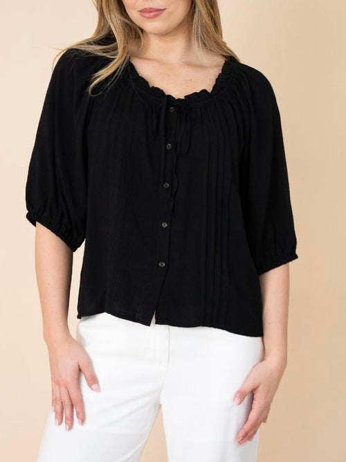 Frill Detail Open Top- Black