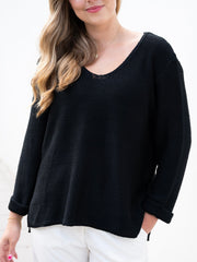 Roll up Sleeve Knit- Black