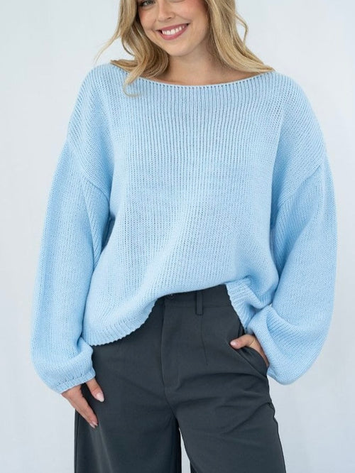 Hazel Boatneck Knit- Blue