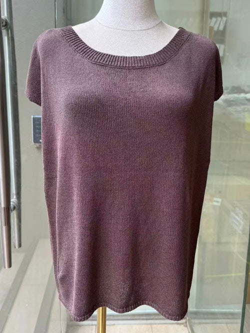 Crepe Knit Yarn Top- Chocolate