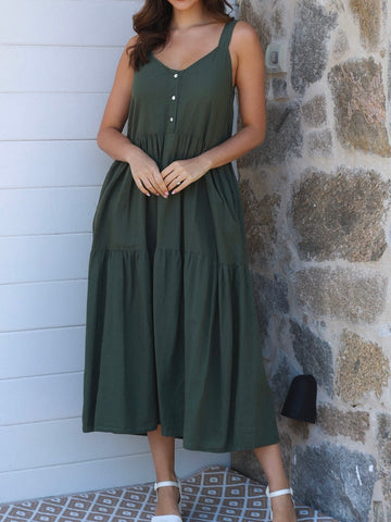 Bailey Linen Dress- Lime Green