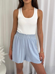 Linen Heart Shorts- Blue