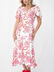 Floral Kivari Neck Midi Dress