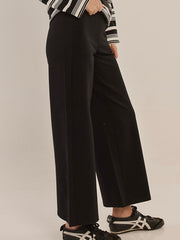 Wynn Wide Leg Ponte Pant- Black