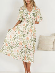 Peach Blossom Midi Dress