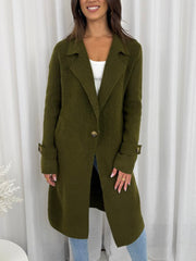 Alba Long Knit Coatigan- Olive
