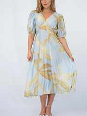 Phoebe Kivari Neck Dress- Blue