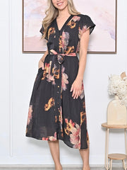 Dahlia Dress- Dark Navy Floral