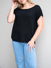 Crepe Knit Yarn Top- Black