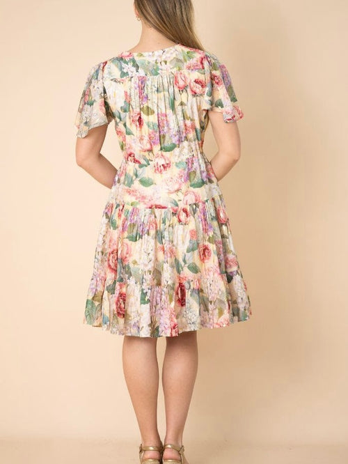 Selma Bouquet Short Dress-Gold Fleck