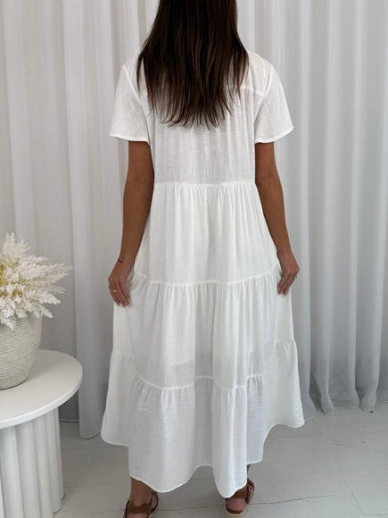 Fleur Linen Dress- Cream