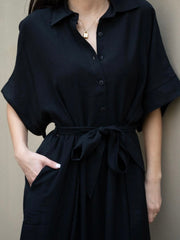 Polly Shirt Dress- Black