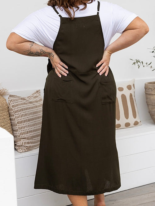 Apron Dress-Khaki