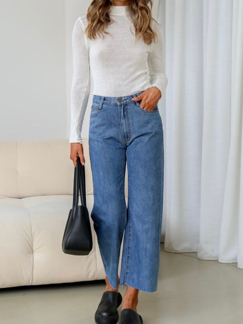 Regan Raw Hem Jeans- Blue