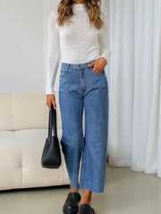 Regan Raw Hem Jeans- Blue
