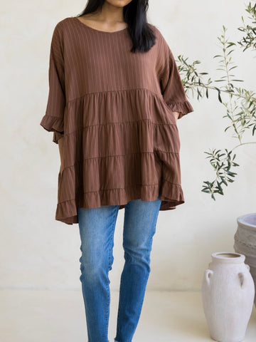 Italian Linen Campagna Dress - Chocolate