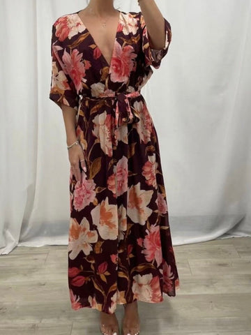 Dahlia Dress- White/Pink