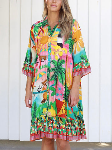 Bailey Linen Dress- Lime Green