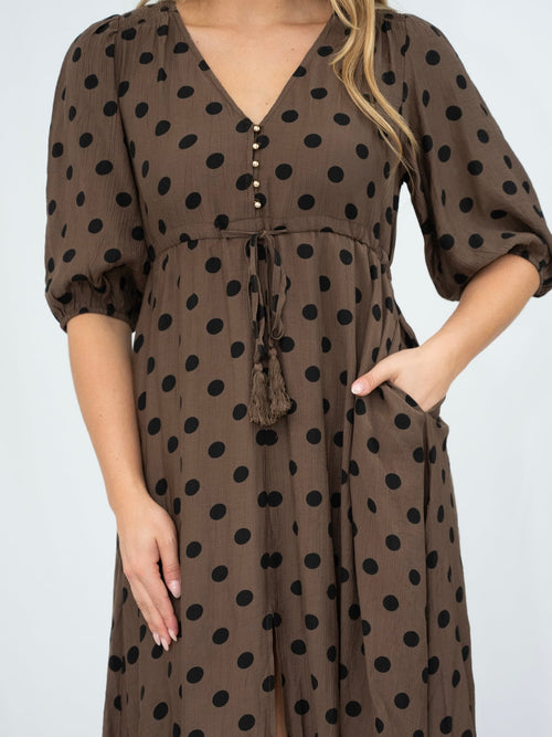 Polka Dot Selma Dress- Chocolate