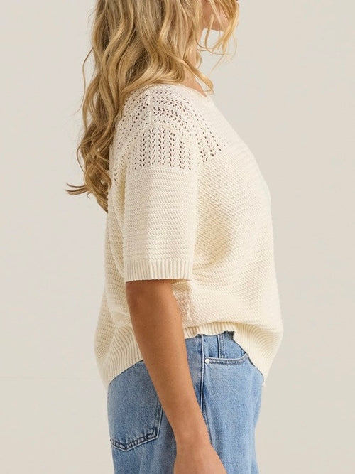 Cherri Knit Tee- Cream